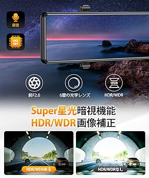 Amazon.co.jp: ドライブレコーダー ミラー型【Super星光暗視・4K